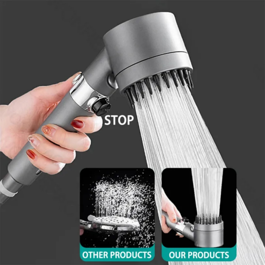 Vòi hoa sen DG tăng áp có lược mát xoa đầu màu xám BS29