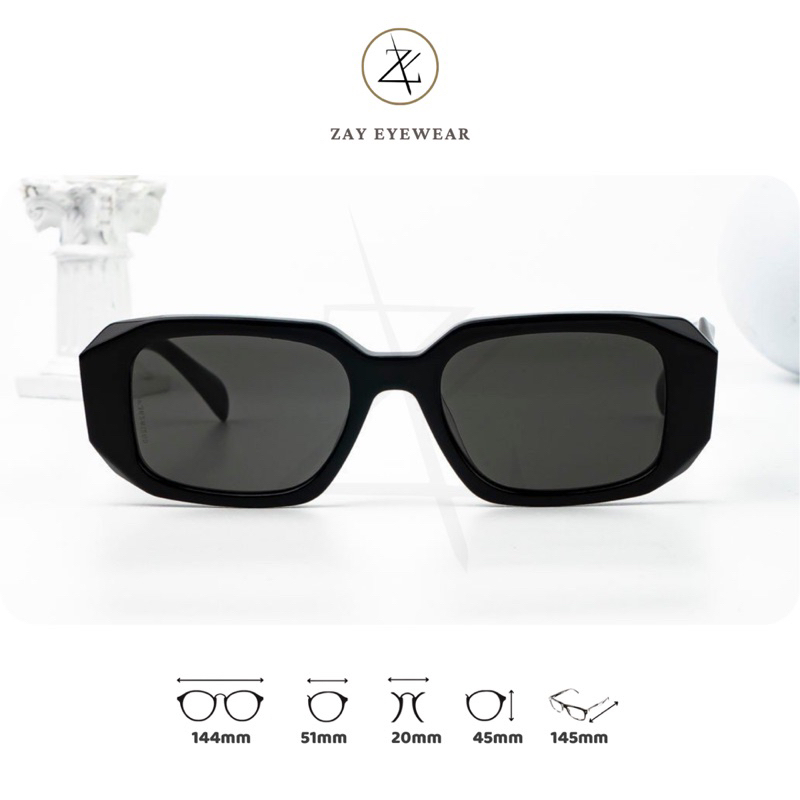 Kính mát nam nữ Pra-da SPR 17W đen phong cách thời trang hàng cao cấp full box