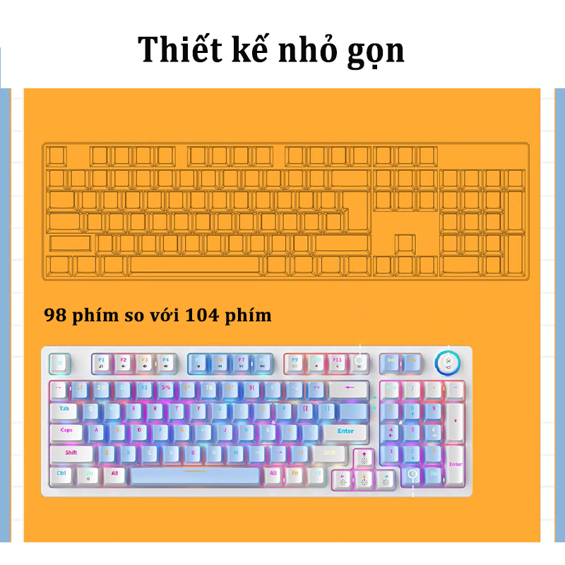Bàn Phím Cơ Hotswap ZA981 Red Switch Layout 98 Phím Led Rainbow Bàn Phím Gaming Văn Phòng D01