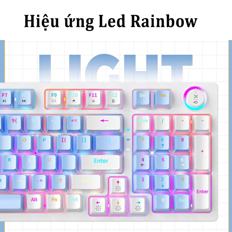 Bàn Phím Cơ Hotswap ZA981 Red Switch Layout 98 Phím Led Rainbow Bàn Phím Gaming Văn Phòng D01