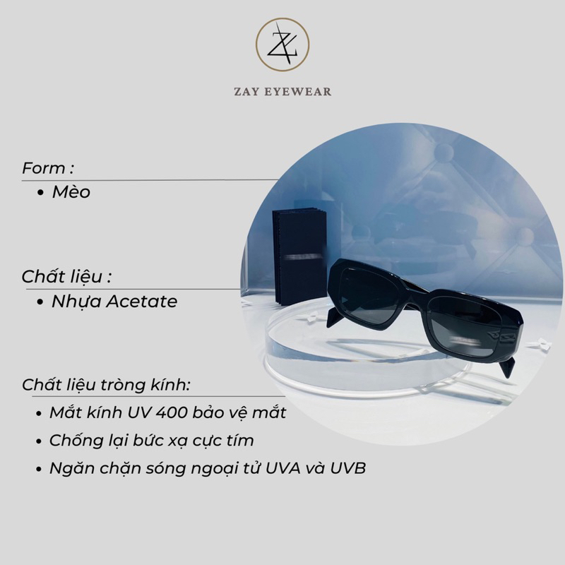 Kính mát nam nữ Pra-da SPR 17W đen phong cách thời trang hàng cao cấp full box