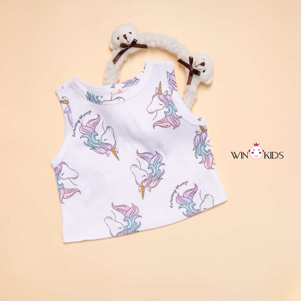Áo croptop sát nách bé gái ba lỗ ôm body thun cotton 10-40kg Thời trang trẻ em WINKIDS