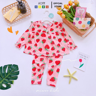 Bộ Dài Tay Bé Gái - Bộ Bozip Dài Tay Xuất Xịn Bộ Dài Tay Mềm Mịn Thoáng Mát Hàng Chuẩn HM163 - Homi Kids