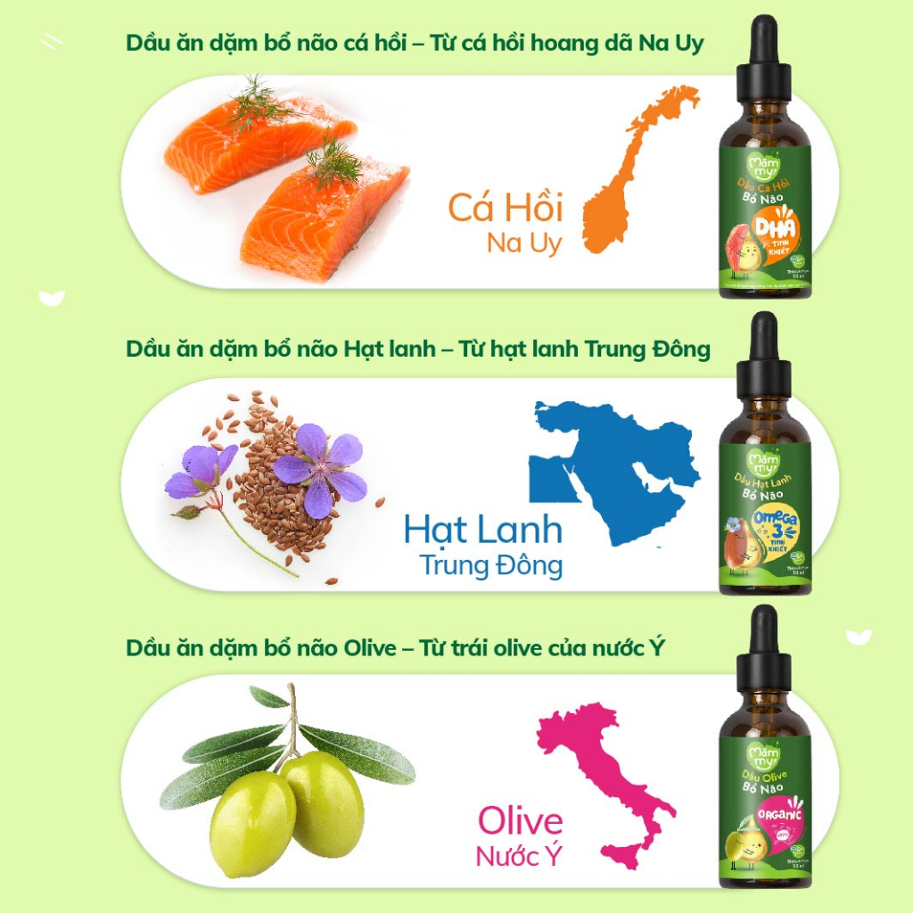 Dầu cá hồi bổ não Mămmy cho trẻ ăn dặm - Giàu Omega 3 và hàm lượng DHA cao, chai 30ml