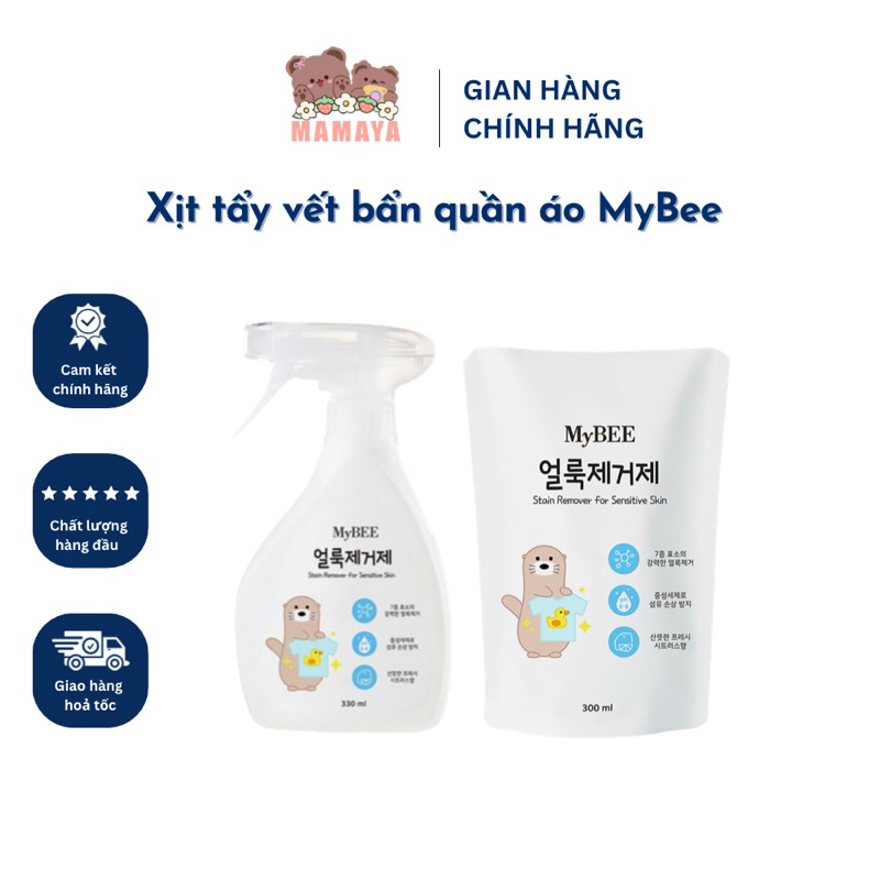 Xịt tẩy trắng vết bẩn quần áo Mybee cho bé và cả gia đình - nội địa Hàn Quốc