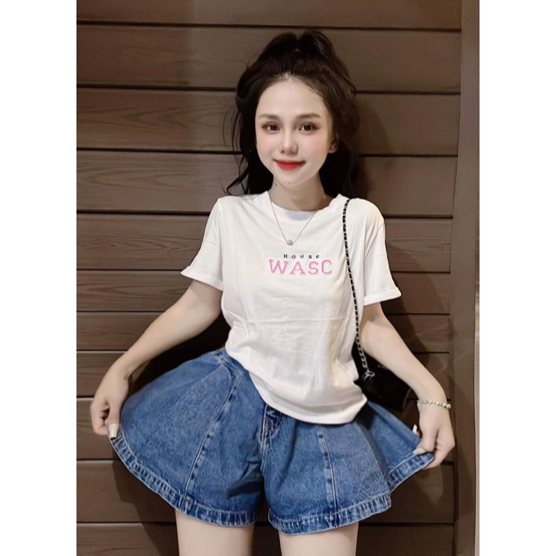 Áo thun Thái nữ dáng vừa phối chữ