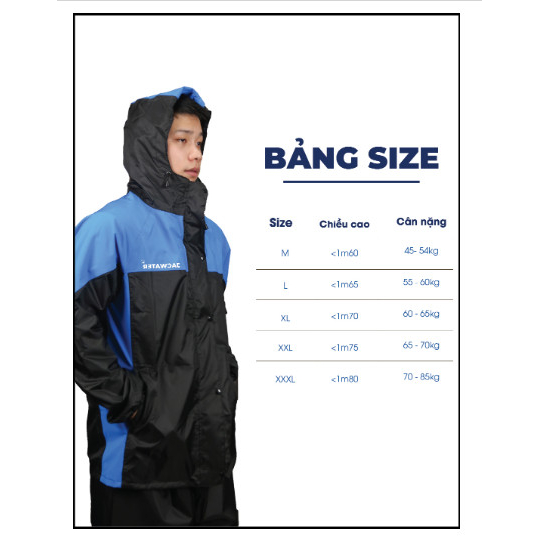 Áo mưa bộ 2 lớp dày dặn siêu chống thấm phối màu thời trang mặc thay áo gió-VIN-PEN