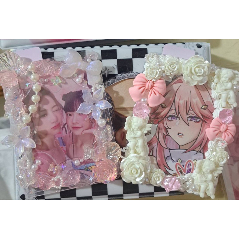 Toploader decor nơ hồng trang trí_bảo vệ card