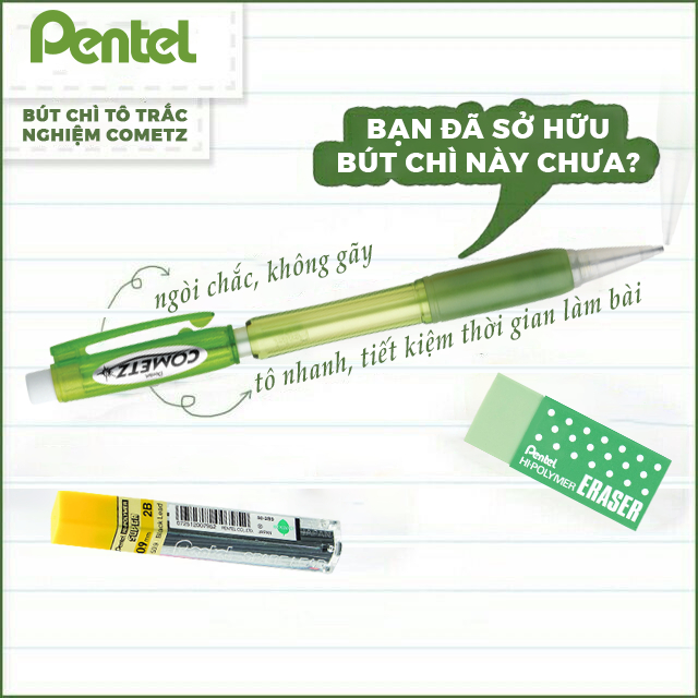 Bút chì bấm kim 0.9mm Cometz Pentel ngòi to 0.9mm AX119