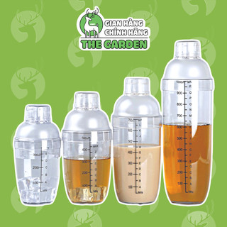 Bình lắc shaker nhựa  vạch đen THE GARDEN dụng cụ pha trà sữa