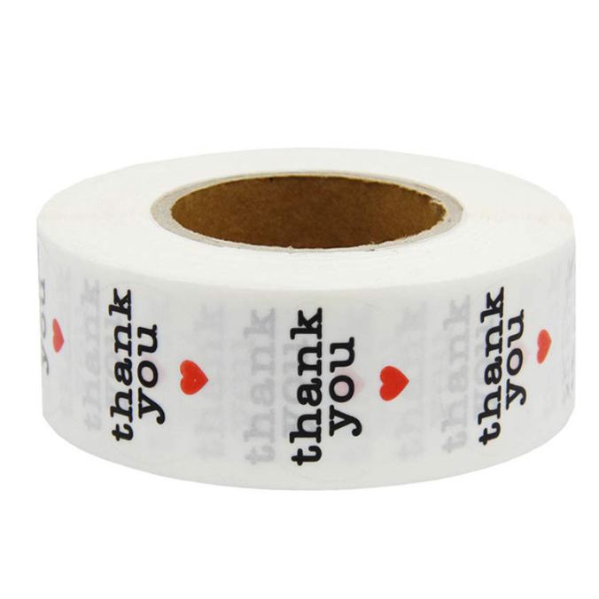 Cuộn 500 sticker, nhãn dán tròn thank you hình hoạt hình