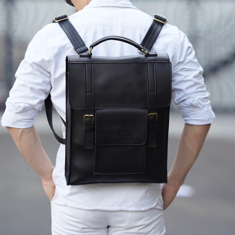 KHÔISTORE 𝐏𝐚𝐫𝐚𝐥𝐥𝐞𝐥  balo đeo chéo có quai xách màu đen vừa laptop 16inch thiết kế thủ công