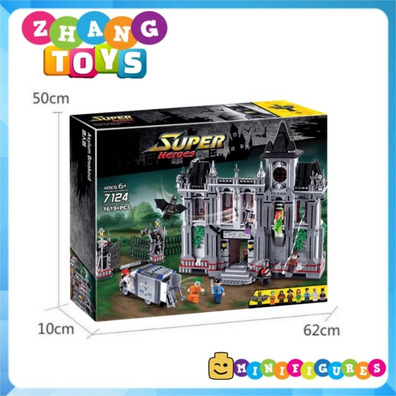 Đồ chơi Xếp hình tòa nhà bệnh viện Arkham - The Arkham Asylum Breakout gồm 1619 hình Minifigures Jisi 7124