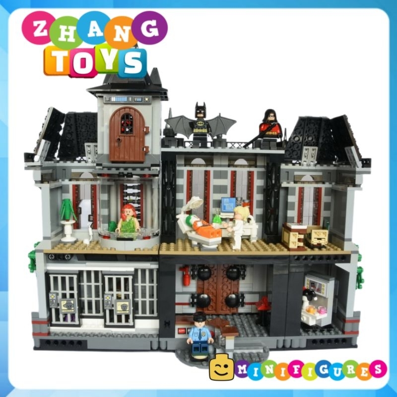 Đồ chơi Xếp hình tòa nhà bệnh viện Arkham - The Arkham Asylum Breakout gồm 1619 hình Minifigures Jisi 7124