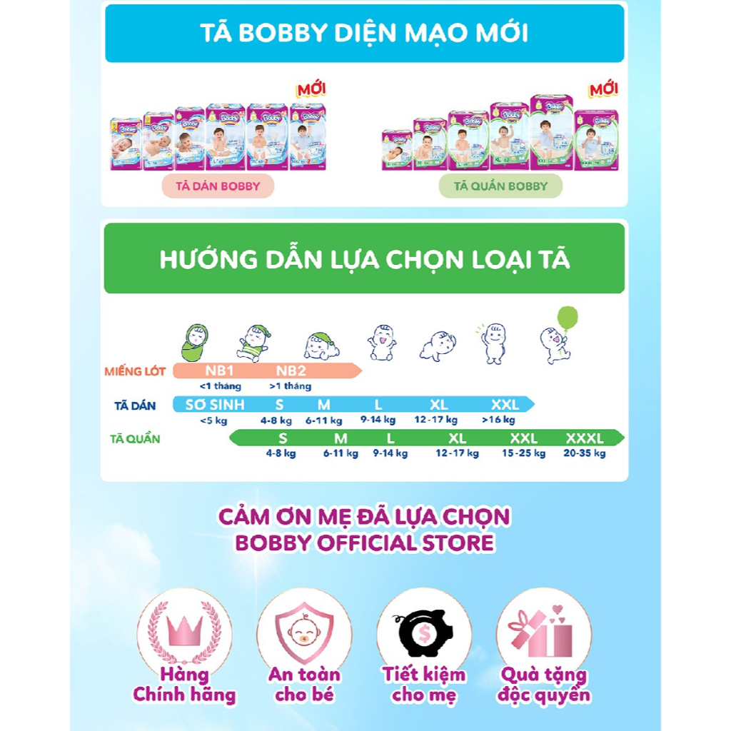 Tã quần Bobby Siêu mỏng – Khô thoáng size XXL dành cho bé từ 15-25kg