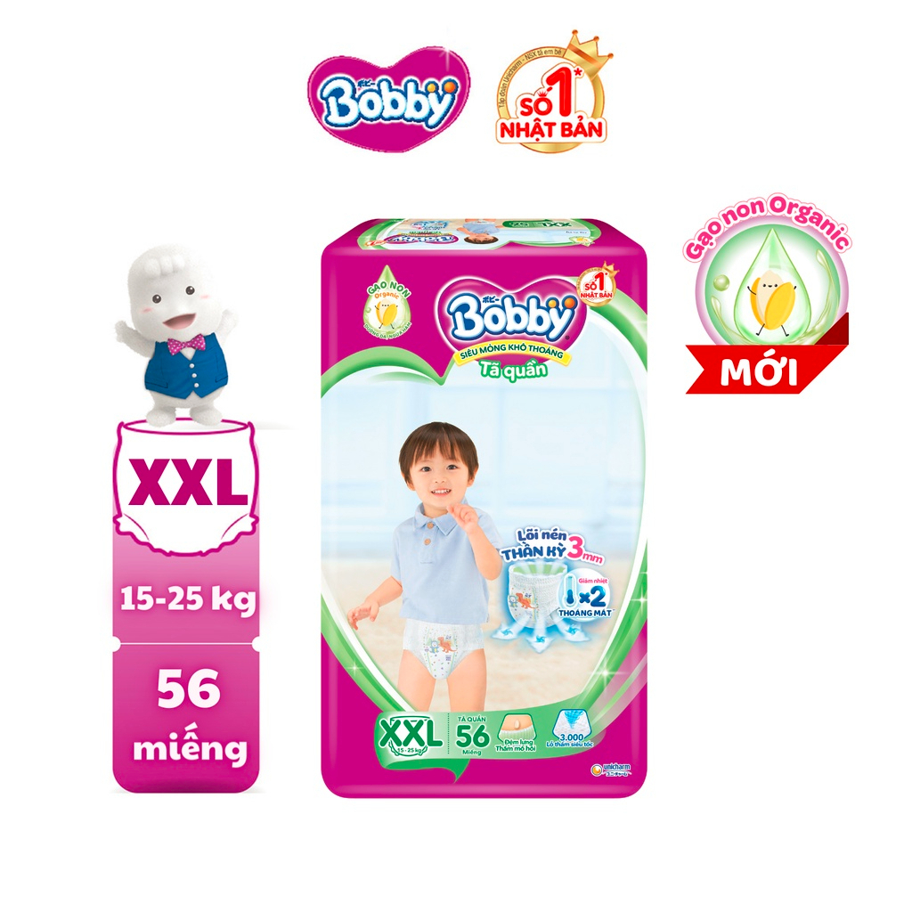 Tã quần Bobby Siêu mỏng – Khô thoáng size XXL dành cho bé từ 15-25kg