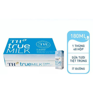 Thùng 48 hộp sữa tươi tiệt trùng ít đường TH true milk 180ml