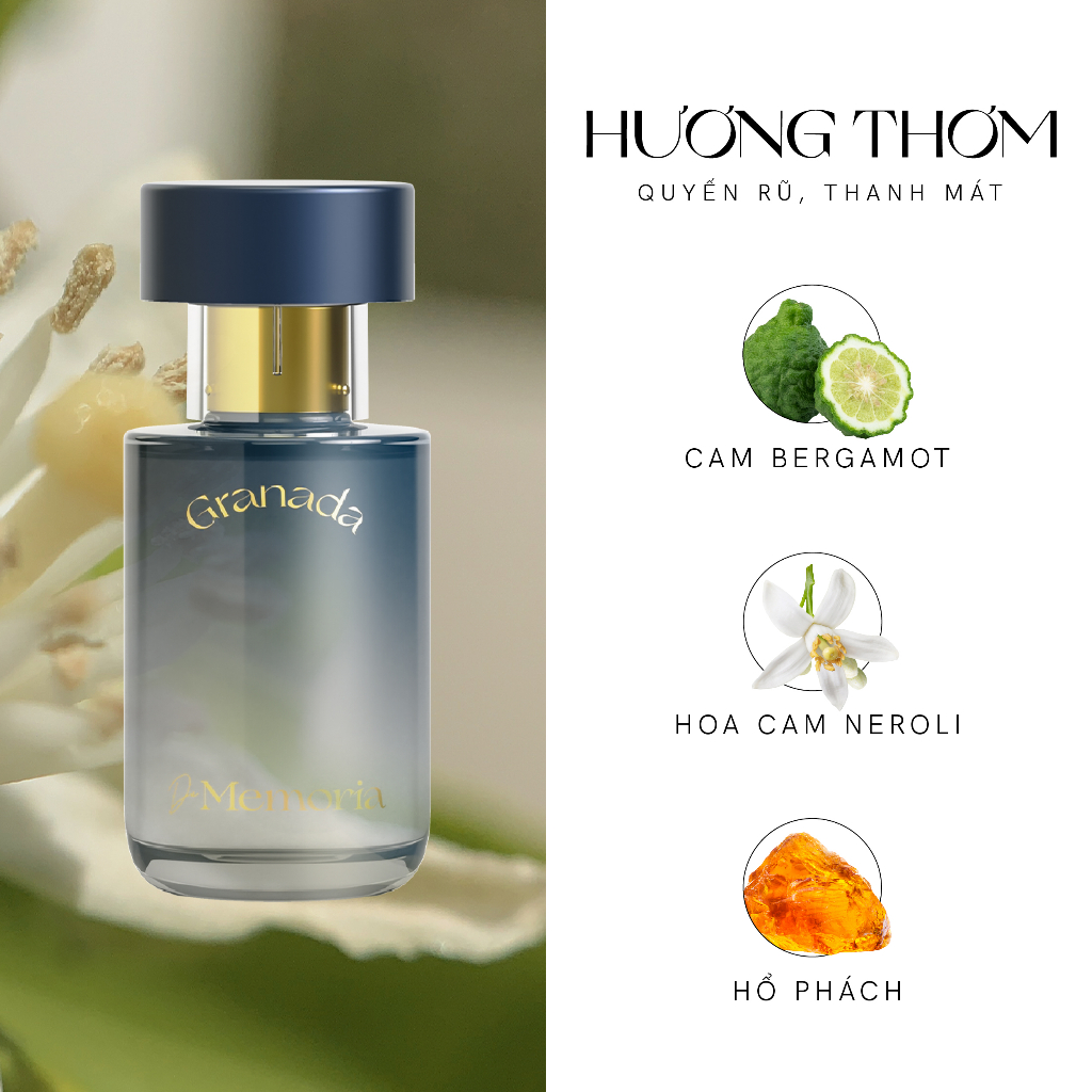 Nước Hoa Thơm Lâu De Memoria Quyến Rũ, Hoa Cam Nồng Nàn (30ml) - Granada 03 BST Ký Ức Đầu Tiên