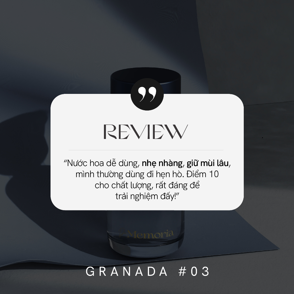 Nước Hoa Thơm Lâu De Memoria Quyến Rũ, Hoa Cam Nồng Nàn  - Granada 03 BST Ký Ức Đầu Tiên