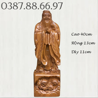 Tượng khổng tử cao 40cm chất liệu gỗ bách xanh
