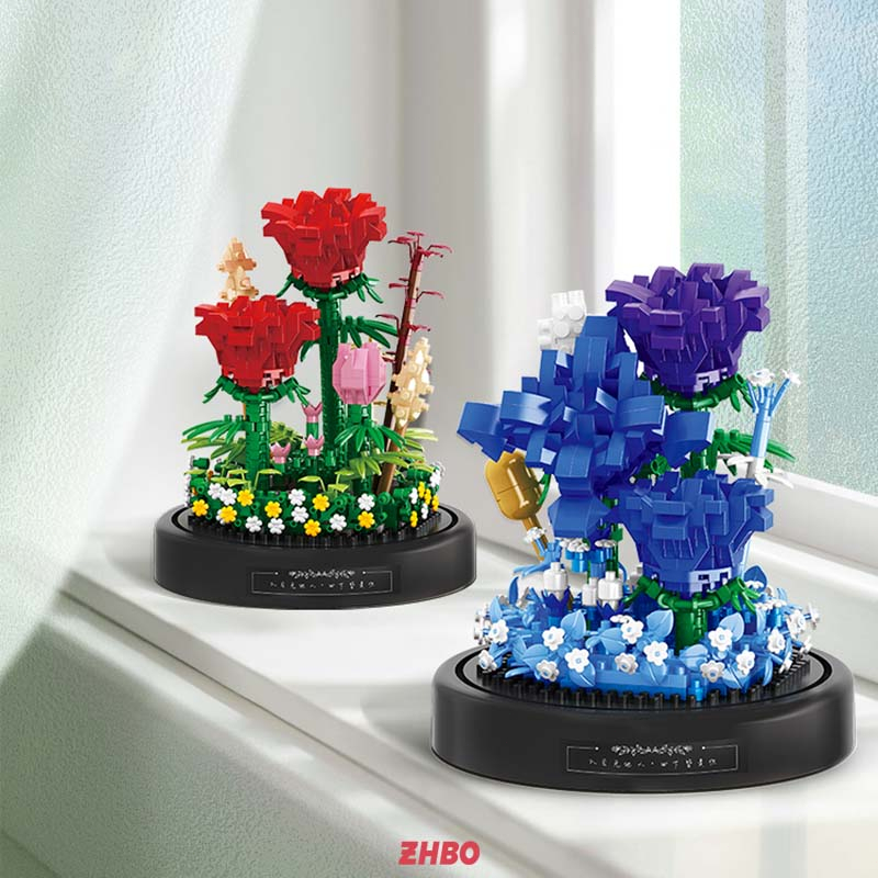 Bộ đồ chơi lắp ráp Lego hoa hồng Chậu Hoa trang trí chậu cây trang trí nội