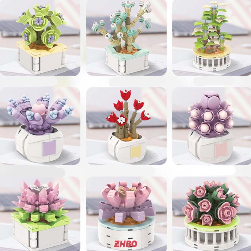 Bộ đồ chơi lắp ráp Hoa anh đào Sáng tạo trẻ em gái đồ chơi trang trí nội