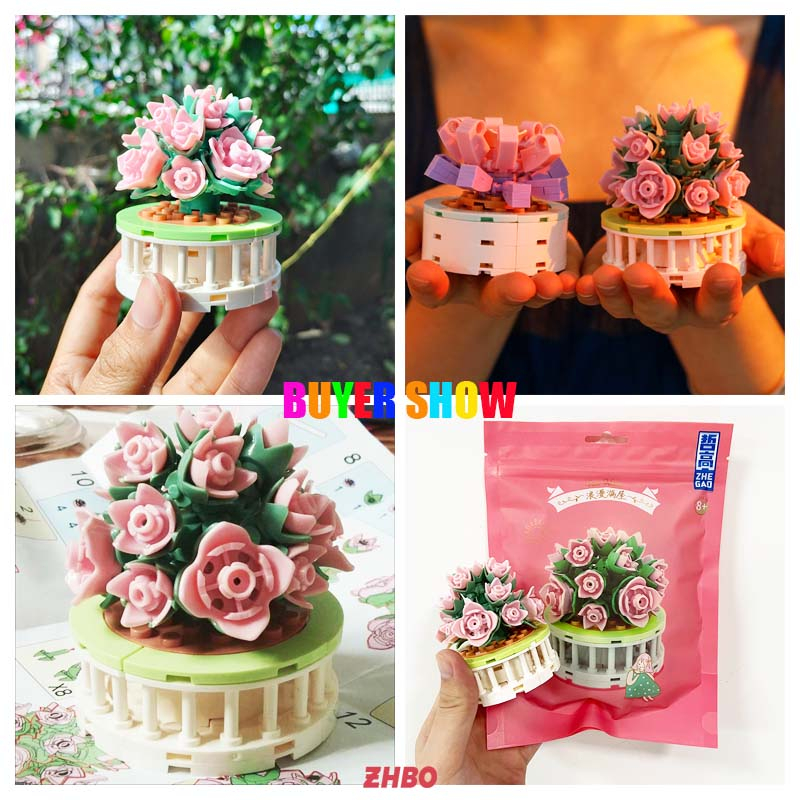 Bộ đồ chơi lắp ráp Hoa anh đào Sáng tạo trẻ em gái đồ chơi trang trí nội