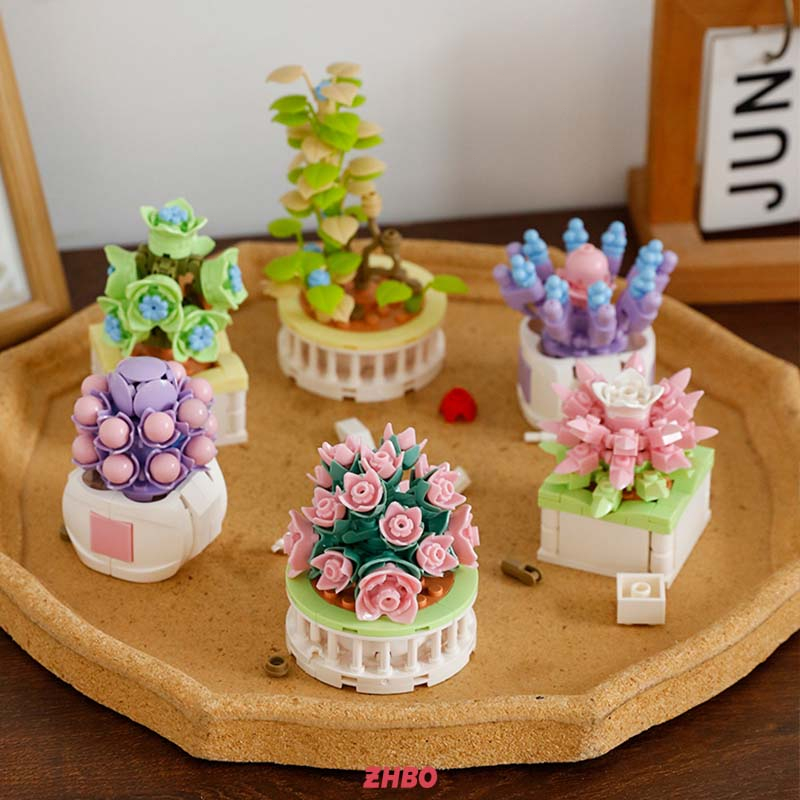 Bộ đồ chơi lắp ráp Hoa anh đào Sáng tạo trẻ em gái đồ chơi trang trí nội