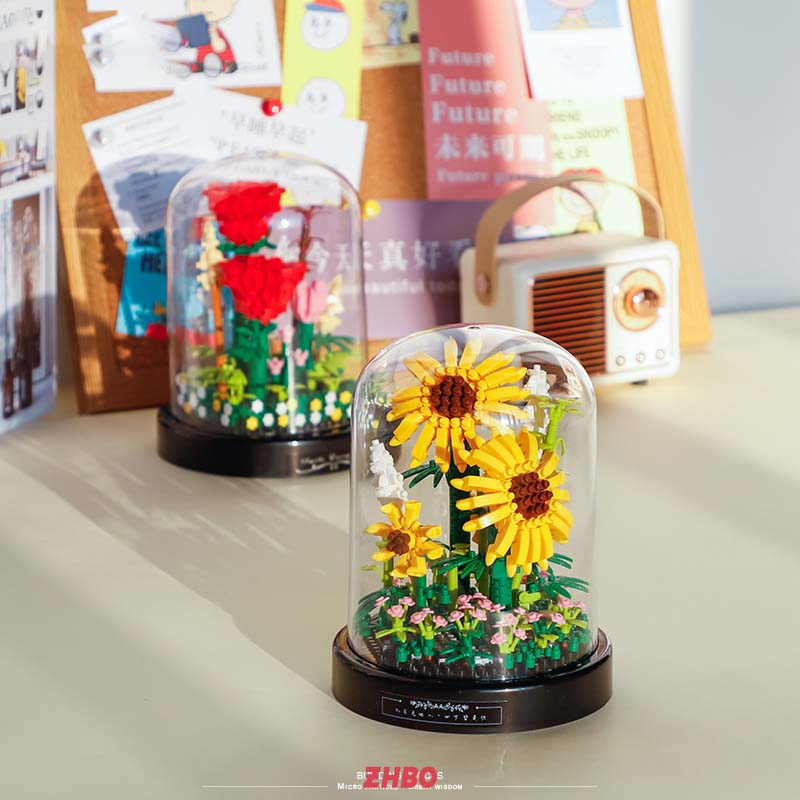 Bộ đồ chơi lắp ráp Lego hoa hồng Chậu Hoa trang trí chậu cây trang trí nội