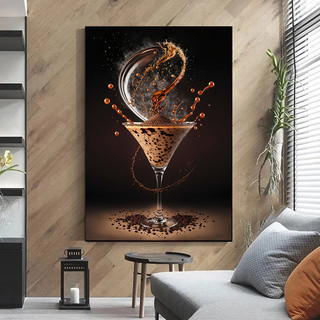 Tranh treo tường trang trí decor quán cà phê tranh ly cà phê có viền khung tặng kèm đinh treo