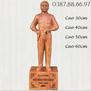 Tượng bác đại tướng võ nguyên giáp cao từ 30cm đến 60cm chất liệu gỗ hương
