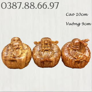 Bộ tượng tam đa phúc lộc thọ hình quả trứng chất liệu gỗ huyết long