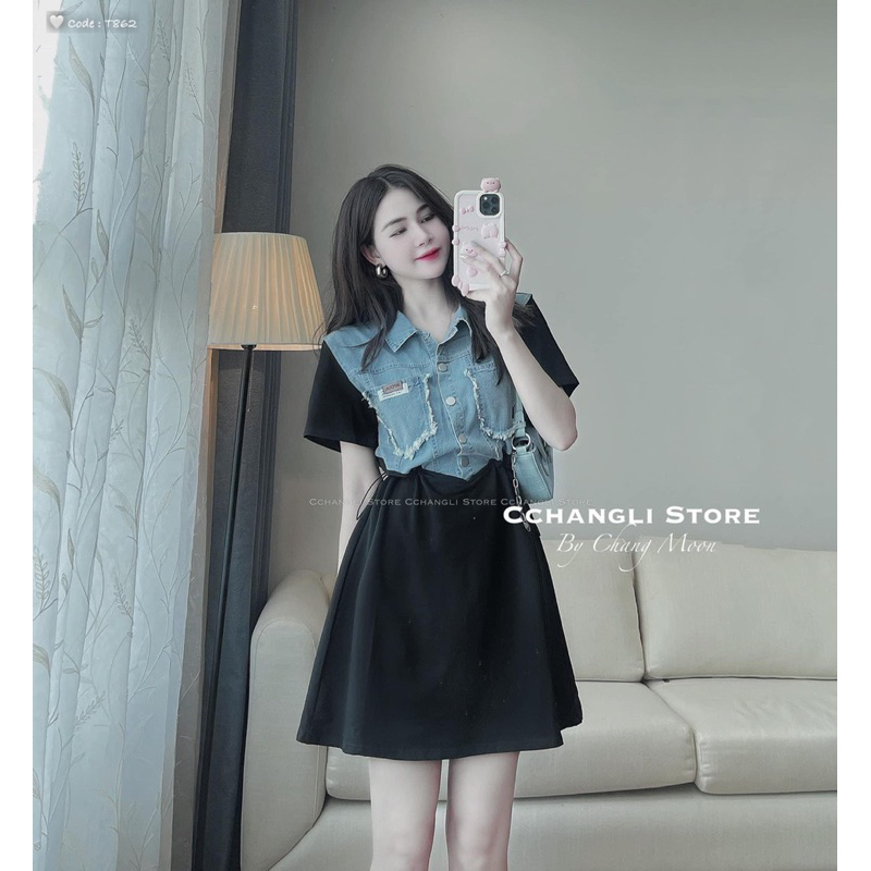 Mẫu mới   👉 VÁY THUN PHỐI BÒ RÚT EO 2 BÊN - HÀNG QC Feesize dưới 55kg 💯 hình chụp thật