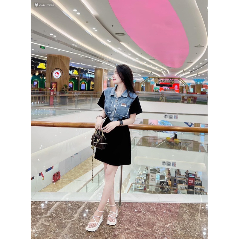 Mẫu mới   👉 VÁY THUN PHỐI BÒ RÚT EO 2 BÊN - HÀNG QC Feesize dưới 55kg 💯 hình chụp thật