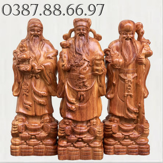 Bộ tượng tam đa phúc lộc thọ cao từ 30cm đến 60cm chất liệu gỗ hương