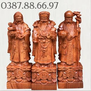 Bộ tượng tam đa phúc lộc thọ cao từ 30cm đến 60cm chất liệu gỗ hương
