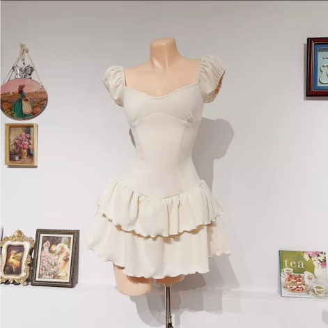 Đầm xòe hai tầng chất len tăm- Ringu shop