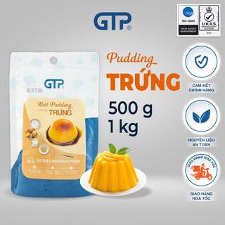 Bột pudding thạch trà sữa (1kg/bao) GTP đủ vị hương trứng, sô cô la, khoai môn, dâu, dưa lưới, matcha