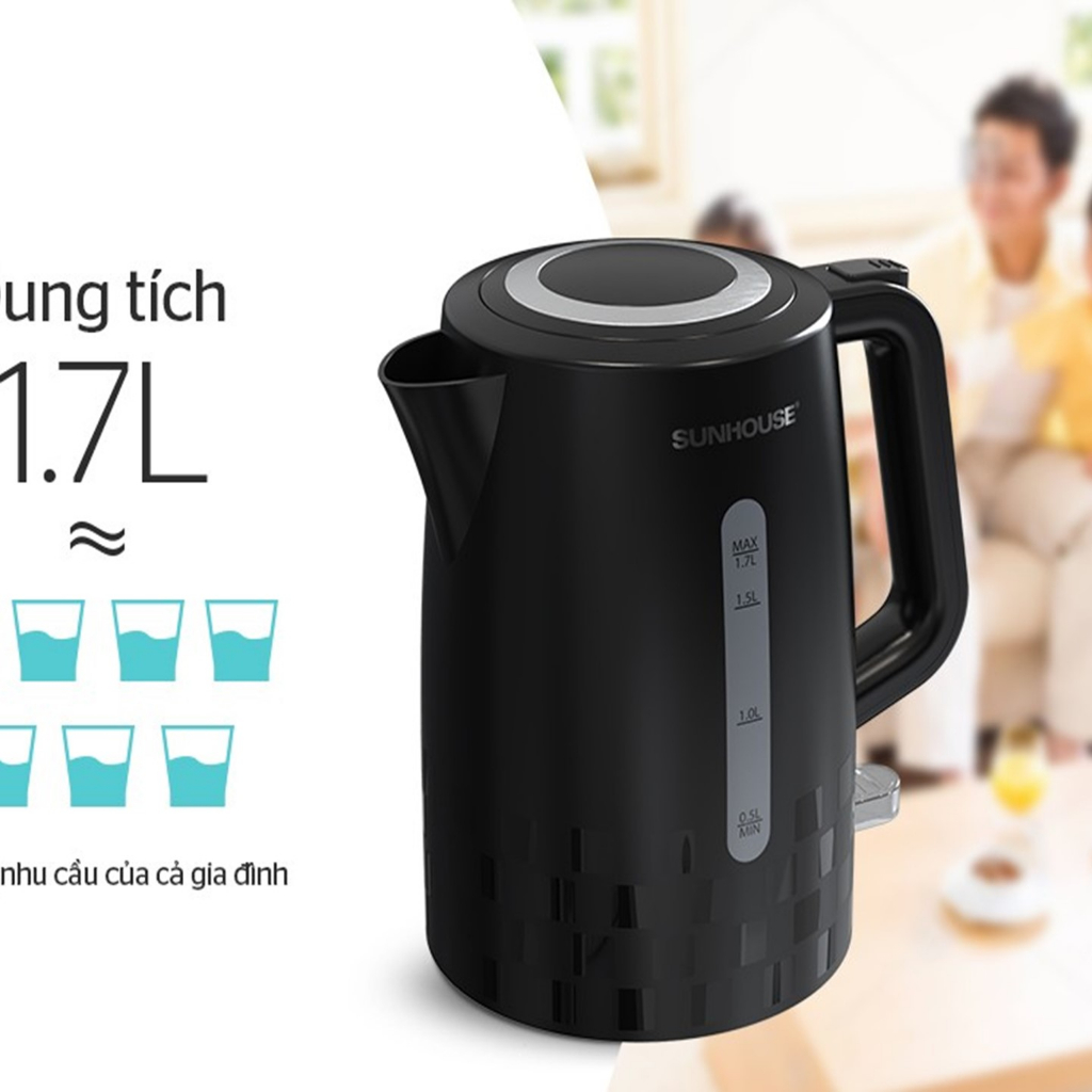 Ấm siêu tốc nhựa 1.7L SUNHOUSE SHD1306