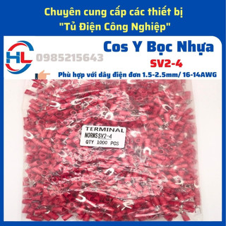 1000 Đầu cos chữ y2-4, cốt chẻ. đầu cos bấm dây điện, SV2-4, cos càng cua