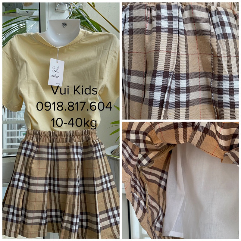 Set váy BBR cao cấp cho bé. Set váy gấu nâu cotton 4 chiều kèm chân váy BBR sang xịn bé gái 12-40kg Melisa