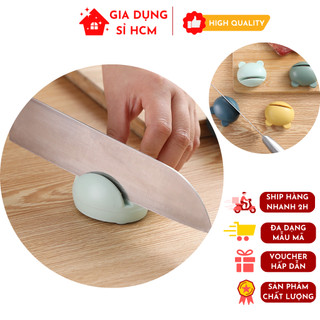 Dụng cụ mài dao kéo mini hình gấu có đế chống trượt an toàn, tiện lợi - đá mài dao, mào kéo cầm tay