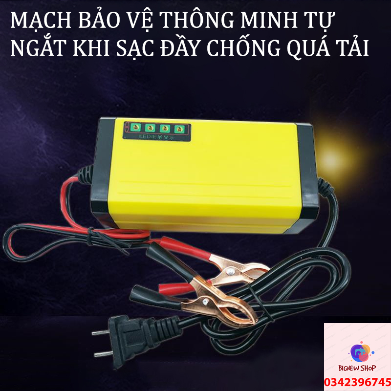 Bộ Sạc Bình ắc quy Xe máy 12V-2AH - Sạc vô nhanh Có Led Báo Pin Sạc, Tự Ngắt khi sạc đầy, dễ dàng sử dụng