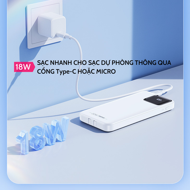 Sạc dự phòng 30000mah/20000mah REMAX RPP-550 22.5W tích hợp 2 cáp sạc nhanh 22.5W và 20W và màn hình led hiển thị pin