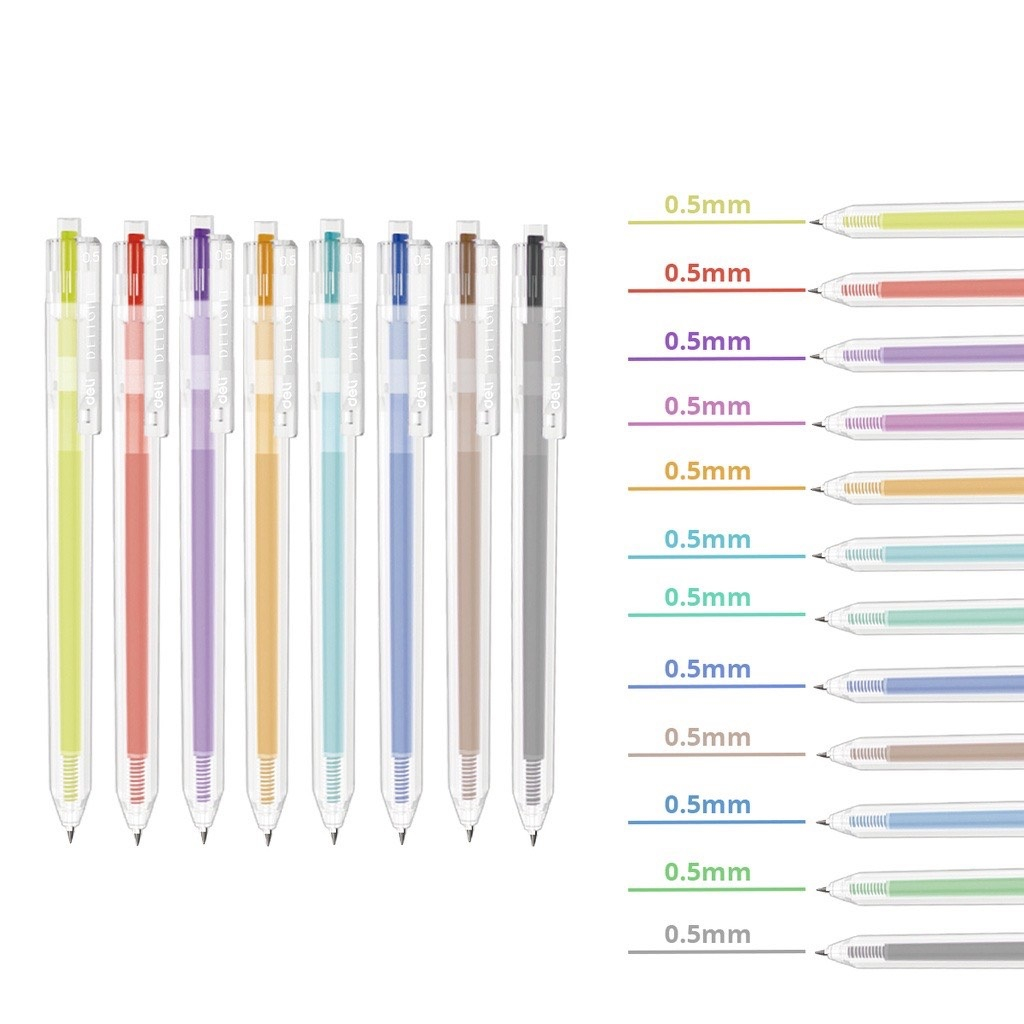 [BÁN LẺ] Bút nước nhiều màu Deli G118 nét 0.5mm - nhanh khô viết đều trơn tru lâu hết mực có thể viết lên đến 1000m