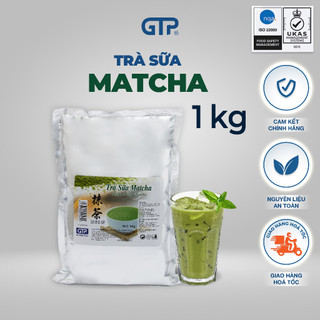 Bột nấu trà sữa pha sẵn hương Matcha GTP nguyên liệu làm trà sữa gói pha trà sữa trân châu hòa tan (1kg/gói)