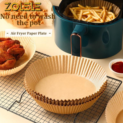 Set 50 giấy lót nồi chiên không dầu ZOLELE hình khuôn bánh giảm bám dầu mỡ tiện dụng