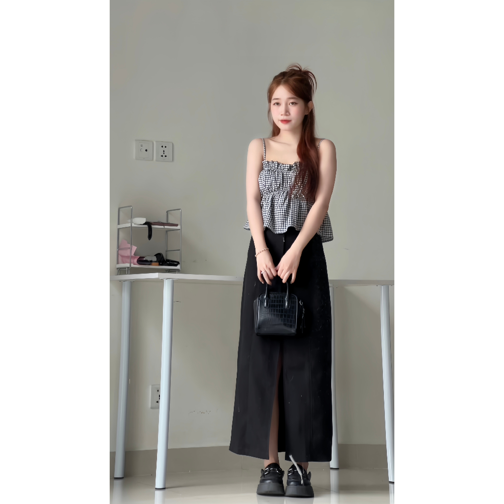 Áo Croptop Hai Dây Nhún Phối Ren Trẻ Trung Năng Động