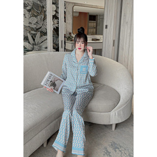 Bộ mặc nhà lụa Sam luxury, pijama lụa dài tay cao cấp