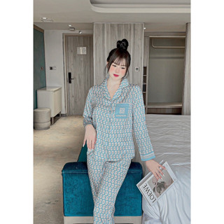 Bộ mặc nhà lụa Sam luxury, pijama lụa dài tay cao cấp